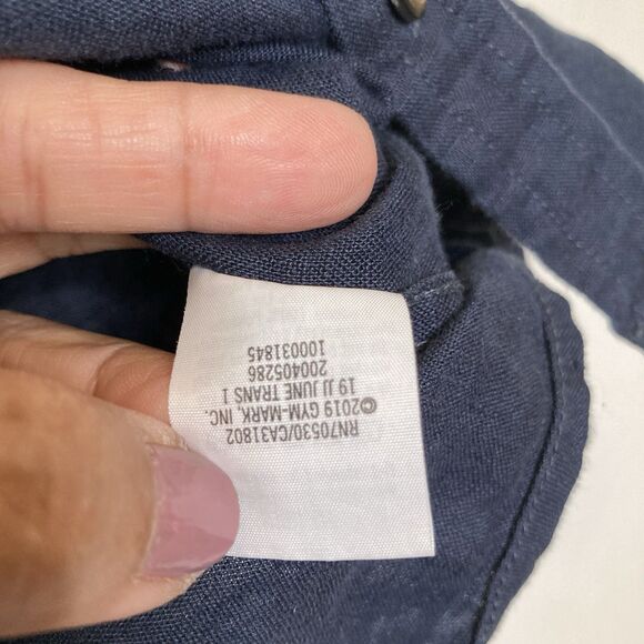 Janie & Jack Boy's Shirt 3 Blue Linen Embroidered Sea Horse Coastal Beach Preppy - Picture 10 of 12